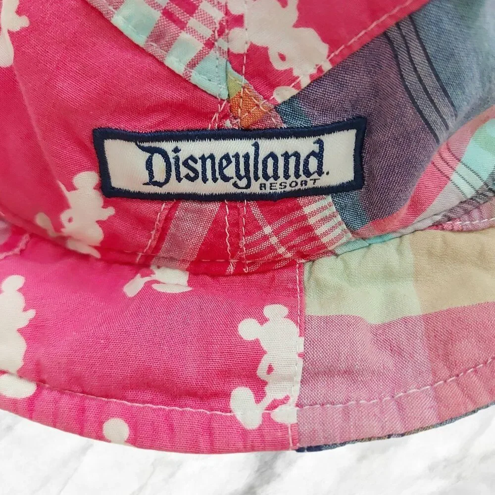 Disneyland Resort Junior One Size Mickey Mouse Pink Patchwork Fabric Bucket Hat